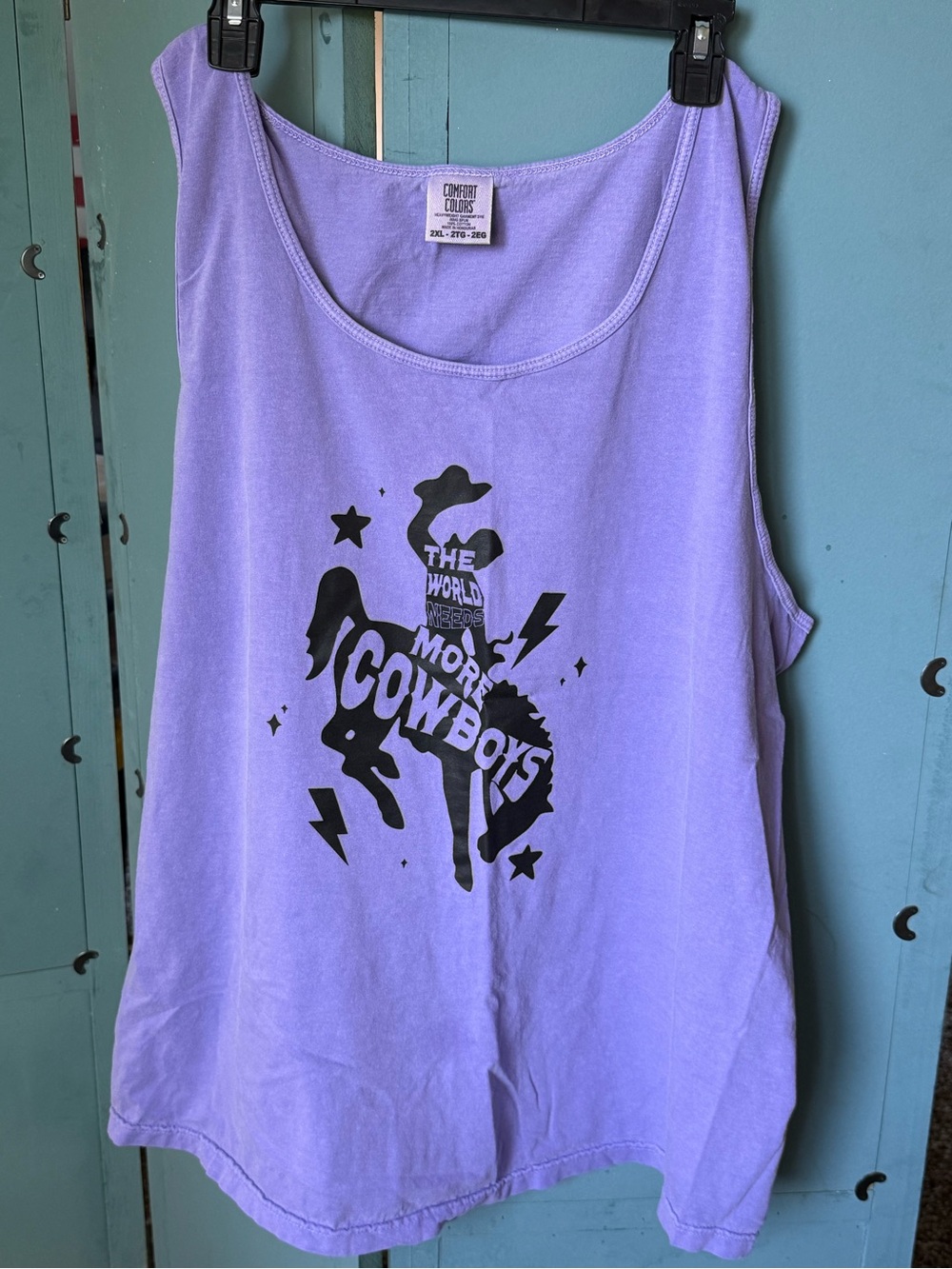 Comfort Colors Women's Lavender Graphic Tank - Cowboy Print